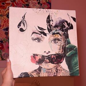 Modern Collage Art Canvas with Black and Green Accents